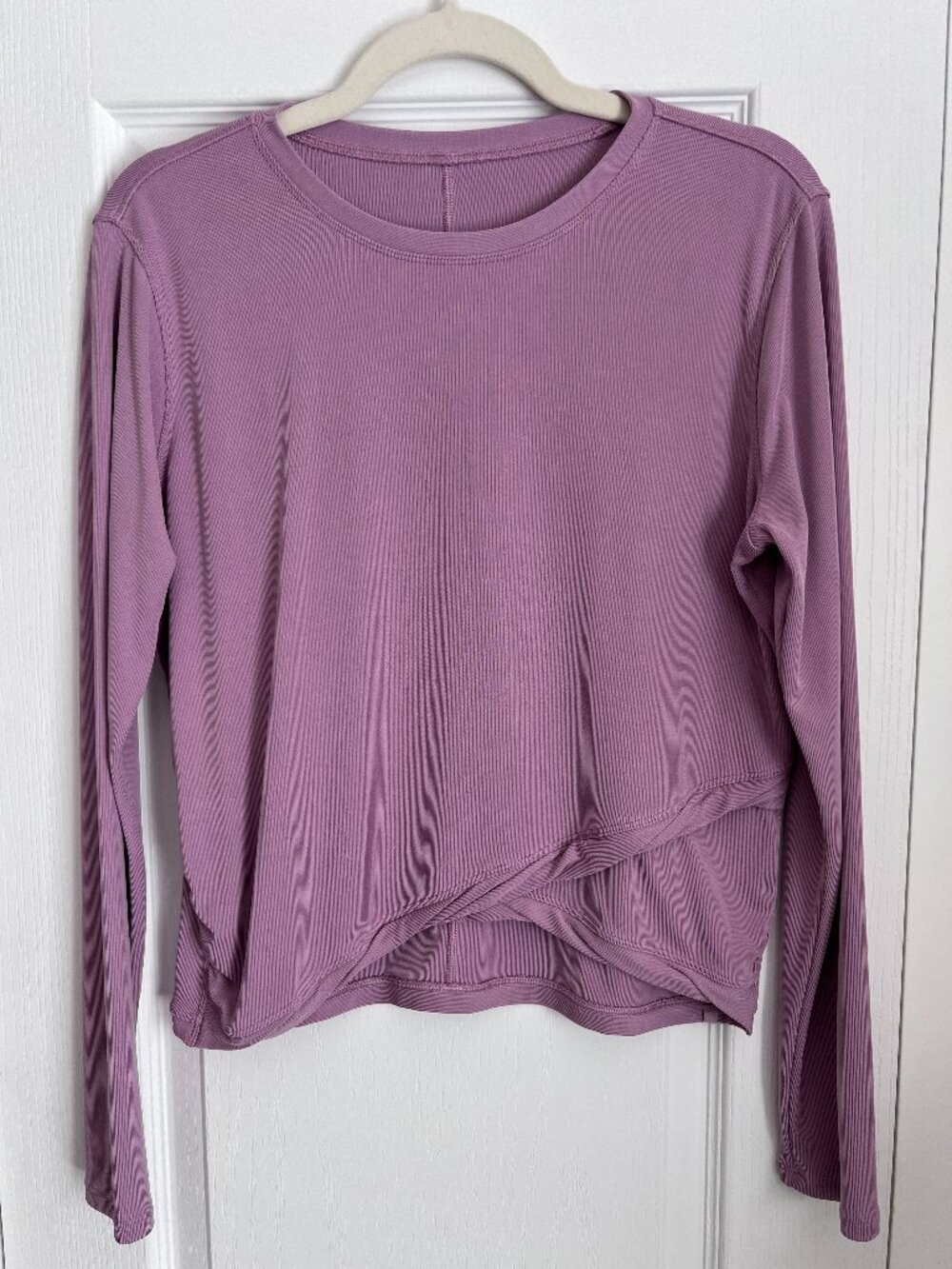 Lululemon Do the Twist Long Sleeve Ribbed Shirt Pink Taupe - Size 8/10